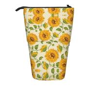 ASFgda Cute Standing Beautiful Yellow Sunflower Print Pencil Case Pen Holder,Telescopic Pencil Bag for School Office Supplies