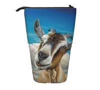 ASFgda Cute Standing Blue Goat Print Print Pencil Case Pen Holder,Telescopic Pencil Bag for School Office Supplies