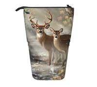 ASFgda Cute Standing Camouflage Deer Print Pencil Case Pen Holder,Telescopic Pencil Bag for School Office Supplies