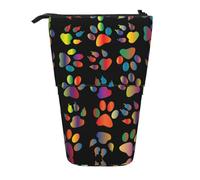 ASFgda Cute Standing Colorful Dog Paw Print Pencil Case Pen Holder,Telescopic Pencil Bag for School Office Supplies