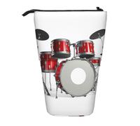 ASFgda Cute Standing Cool Drum Set Print Pencil Case Pen Holder,Telescopic Pencil Bag for School Office Supplies