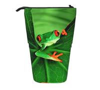 ASFgda Cute Standing Cute Frog Print Pencil Case Pen Holder,Telescopic Pencil Bag for School Office Supplies