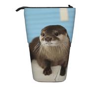 ASFgda Cute Standing Cute Otter Print Pencil Case Pen Holder,Telescopic Pencil Bag for School Office Supplies
