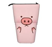 ASFgda Cute Standing Cute Pig Print Pencil Case Pen Holder,Telescopic Pencil Bag for School Office Supplies