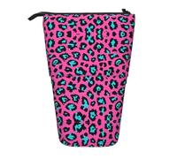 ASFgda Cute Standing Cute Turquoise Leopard Print Pencil Case Pen Holder,Telescopic Pencil Bag for School Office Supplies