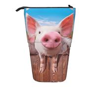 ASFgda Cute Standing Funny Cute Pig Print Pencil Case Pen Holder,Telescopic Pencil Bag for School Office Supplies