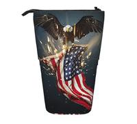 ASFgda Cute Standing North American Bald Eagle Print Pencil Case Pen Holder,Telescopic Pencil Bag for School Office Supplies