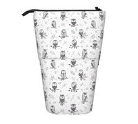 ASFgda Cute Standing Owl Tree Branches Print Pencil Case Pen Holder,Telescopic Pencil Bag for School Office Supplies