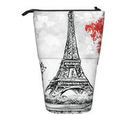ASFgda Cute Standing Paris Print Pencil Case Pen Holder,Telescopic Pencil Bag for School Office Supplies