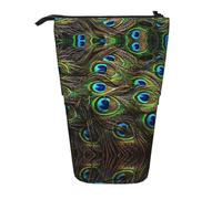 ASFgda Cute Standing Peacock Feather Print Pencil Case Pen Holder,Telescopic Pencil Bag for School Office Supplies