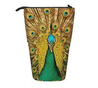 ASFgda Cute Standing Peacock Print Pencil Case Pen Holder,Telescopic Pencil Bag for School Office Supplies