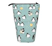 ASFgda Cute Standing Penguin Balloon Snowflake Print Pencil Case Pen Holder,Telescopic Pencil Bag for School Office Supplies