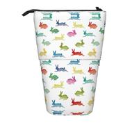 ASFgda Cute Standing Rabbits in Different Poses Jumping Running Print Pencil Case Pen Holder,Telescopic Pencil Bag for School Office Supplies