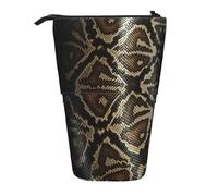 ASFgda Cute Standing Snake Skin Print Pencil Case Pen Holder,Telescopic Pencil Bag for School Office Supplies