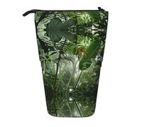ASFgda Cute Standing Tropical Rainforest Jungle Scene Print Pencil Case Pen Holder,Telescopic Pencil Bag for School Office Supplies