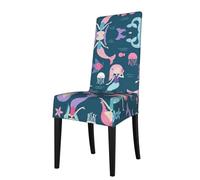 ASFgda Dining Beautiful Mermaid Print Chair Cover,Stretch Kitchen Chair Cover,Washable Dining Seat Covers,Suitable For Home, Hotel,Banque