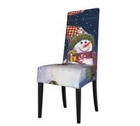 ASFgda Dining Christmas Carton Snowman Print Chair Cover,Stretch Kitchen Chair Cover,Washable Dining Seat Covers,Suitable For Home, Hotel,Banque