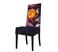 ASFgda Dining Planet Print Chair Cover,Stretch Kitchen Chair Cover,Washable Dining Seat Covers,Suitable For Home, Hotel,Banque