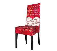 ASFgda Dining Red Hearts Love Print Chair Cover,Stretch Kitchen Chair Cover,Washable Dining Seat Covers,Suitable For Home, Hotel,Banque