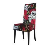 ASFgda Dining Rose Skull Eyes Print Chair Cover,Stretch Kitchen Chair Cover,Washable Dining Seat Covers,Suitable For Home, Hotel,Banque