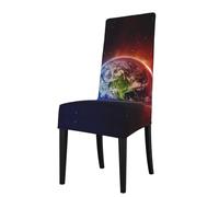 ASFgda Dining Space Planet Earth Print Chair Cover,Stretch Kitchen Chair Cover,Washable Dining Seat Covers,Suitable For Home, Hotel,Banque