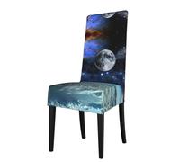 ASFgda Dining Space Planet Print Chair Cover,Stretch Kitchen Chair Cover,Washable Dining Seat Covers,Suitable For Home, Hotel,Banque
