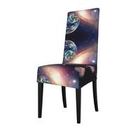 ASFgda Dining Universe Planet Print Chair Cover,Stretch Kitchen Chair Cover,Washable Dining Seat Covers,Suitable For Home, Hotel,Banque