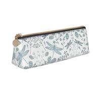ASFgda Dragonfly Flower Print Triangle Pencil Case,Zippered Pen Pouch for Stationery,Makeup,School,Office & Travel