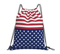 ASFgda Drawstring American Flag Stars Stripes Print Backpack Sport Storage Bag For Gym Travel Yoga Beach Backpack For Men Women