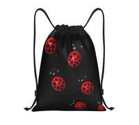 ASFgda Drawstring Backpack,Waterproof Sports Art Ladybug Tracks Print Gym Bag For Women Men,Lightweight,Gym,Yoga,Casual,Outdoor