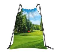 ASFgda Drawstring Golf Course Lawn Print Backpack Sport Storage Bag For Gym Travel Yoga Beach Backpack For Men Women