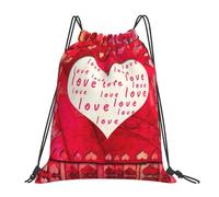 ASFgda Drawstring Red Hearts Love Print Backpack Sport Storage Bag For Gym Travel Yoga Beach Backpack For Men Women