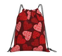 ASFgda Drawstring Red Hearts Print Backpack Sport Storage Bag For Gym Travel Yoga Beach Backpack For Men Women