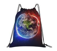 ASFgda Drawstring Space Planet Earth Print Backpack Sport Storage Bag For Gym Travel Yoga Beach Backpack For Men Women