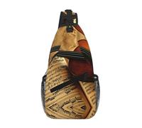 ASFgda Fashion Lightweight Violin And Book Print Sling Bag Chest Shoulder Backpack Crossbody Bags Casual Daypack For Men