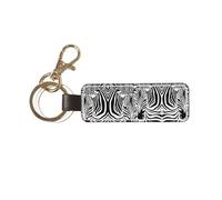 ASFgda Genuine Leather Car Abstract Animal Zebra Print Keychain,Universal Key Fob Keychain,Leather Key Chain Holder For Car/Home