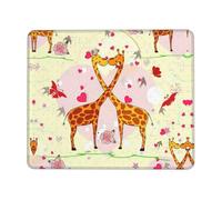 ASFgda Giraffe Heart Flower Butterfly Print Mouse Pad With Stitched Edge,Comfortable Mouse Pad With Non-Slip Rubber Base For Computer/Cafe/Home/Office