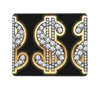 ASFgda Gold Dollar Sign Print Mouse Pad With Stitched Edge,Comfortable Mouse Pad With Non-Slip Rubber Base For Computer/Cafe/Home/Office