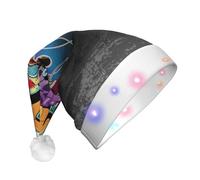 ASFgda Graffiti Hip Hop Print Santa Hat With Led Lights, Funny Christmas Hats For Adults For New Year Holiday Party Supplies