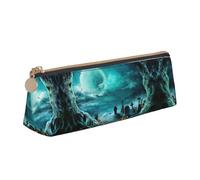 ASFgda Horror Pumpkin Cemetery Print Triangle Pencil Case,Zippered Pen Pouch for Stationery,Makeup,School,Office & Travel