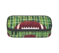 ASFgda Large Capacity Durable American Football Field and Ball Printed Pencil Case,Portable Cosmetic Bag,Office Stationery Storage Bag.
