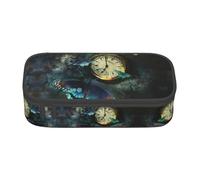 ASFgda Large Capacity Durable Butterfly Clocks Printed Pencil Case,Portable Cosmetic Bag,Office Stationery Storage Bag.