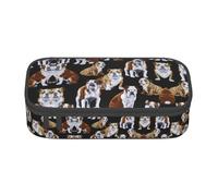 ASFgda Large Capacity Durable English Bulldogs Printed Pencil Case,Portable Cosmetic Bag,Office Stationery Storage Bag.