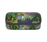ASFgda Large Capacity Durable Many Frogs Sing On The Branches Summer Butterflies Lake Water Printed Pencil Case,Portable Cosmetic Bag,Office Stationery Storage Bag.