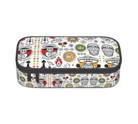 ASFgda Large Capacity Durable Mexican Salsa Symbols Printed Pencil Case,Portable Cosmetic Bag,Office Stationery Storage Bag.