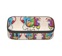 ASFgda Large Capacity Durable Music Graffiti Style Printed Pencil Case,Portable Cosmetic Bag,Office Stationery Storage Bag.