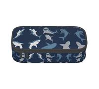 ASFgda Large Capacity Durable Ocean Shark Printed Pencil Case,Portable Cosmetic Bag,Office Stationery Storage Bag.