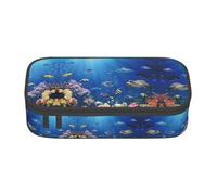ASFgda Large Capacity Durable Ocean Tropical Fish Turtle Shark Printed Pencil Case,Portable Cosmetic Bag,Office Stationery Storage Bag.