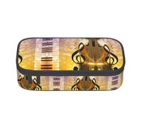 ASFgda Large Capacity Durable Piano Violin Music Notes Printed Pencil Case,Portable Cosmetic Bag,Office Stationery Storage Bag.