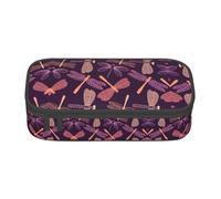 ASFgda Large Capacity Durable Purple Dragonfly Printed Pencil Case,Portable Cosmetic Bag,Office Stationery Storage Bag.